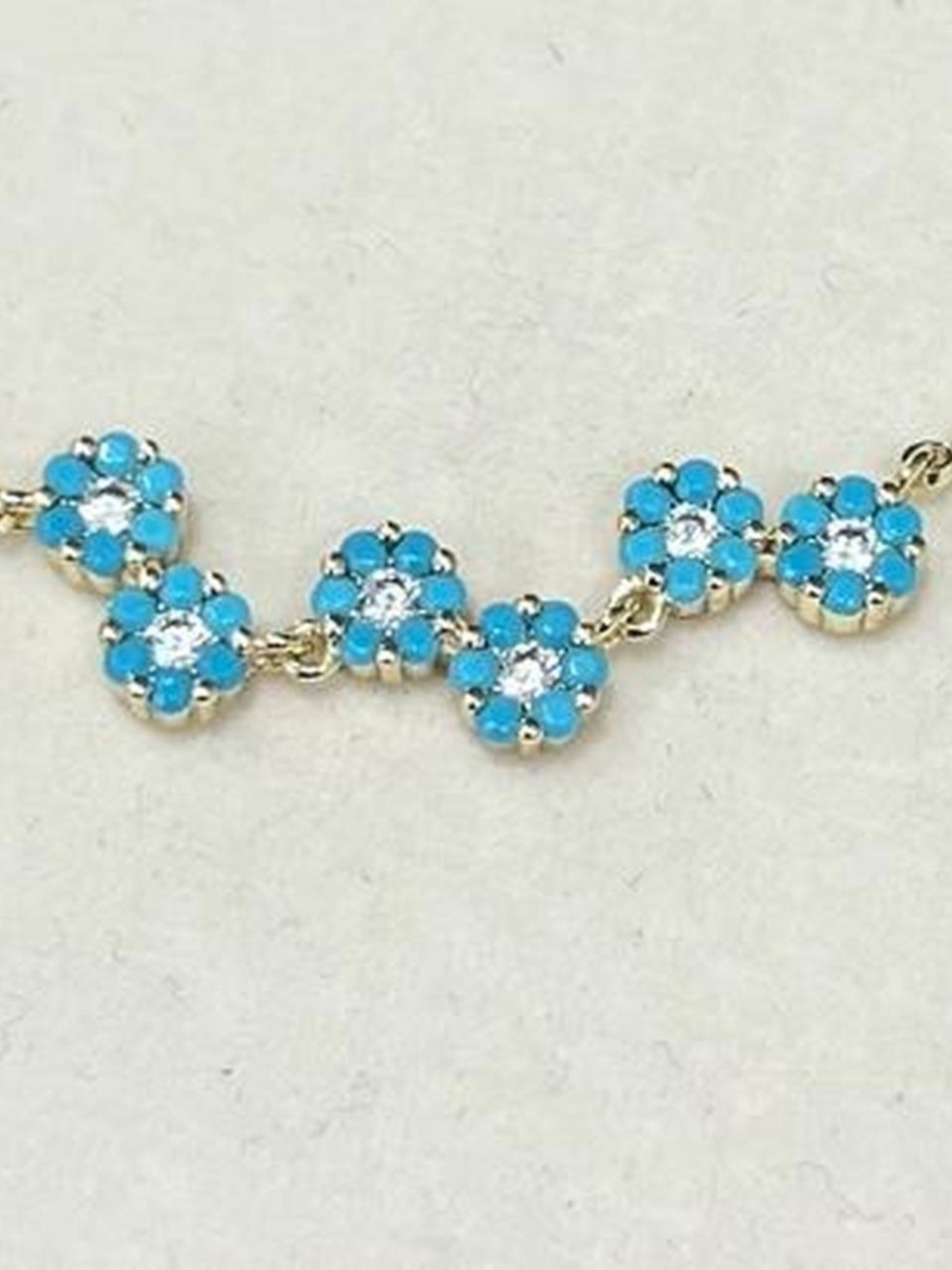 18K Gold Plated Flower Bracelet on Adjustable Box Links Chain- Fits up to 9"